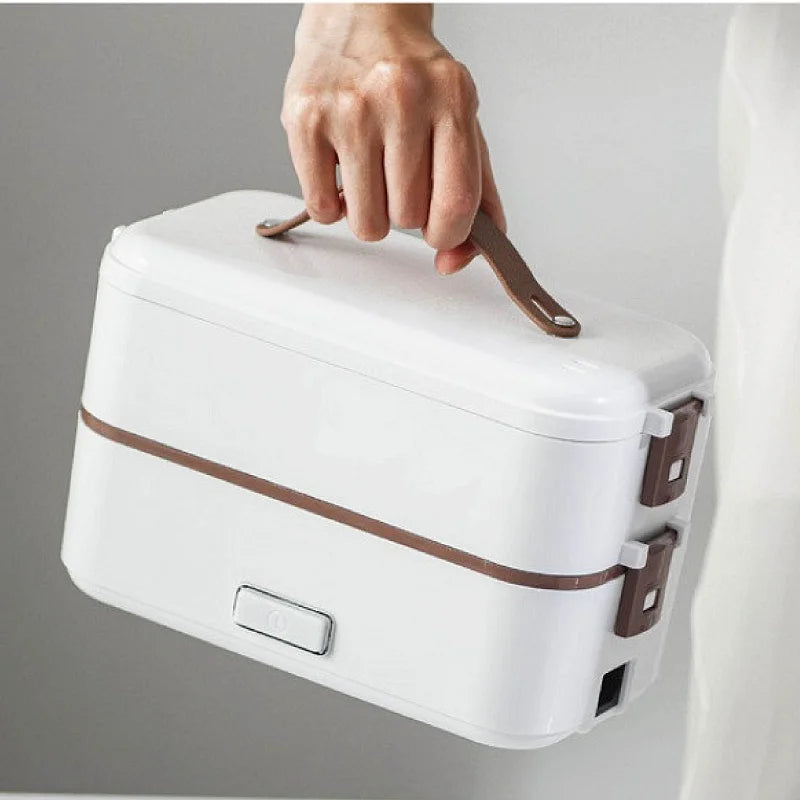 110V/220V Electric Lunch Box Office 304 Stainless Steel Quick Heating Bento Box Portable Fast Food Warmer Warming Pot 1.2L