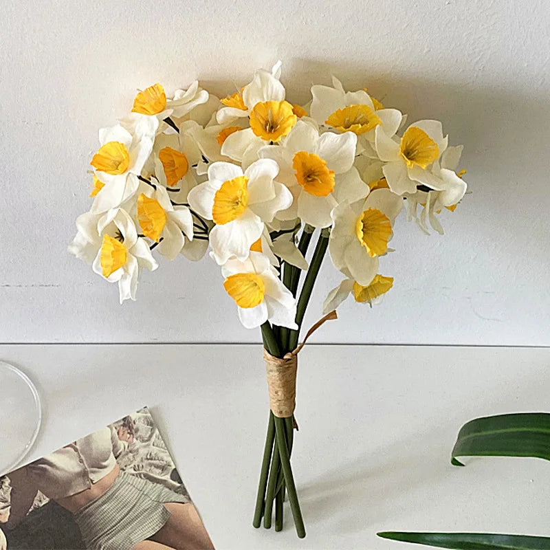 34CM Letter Narcissus Artificial Bouquet Home Dining Table Decoration Plastic Flowers Photography Props Bouquet