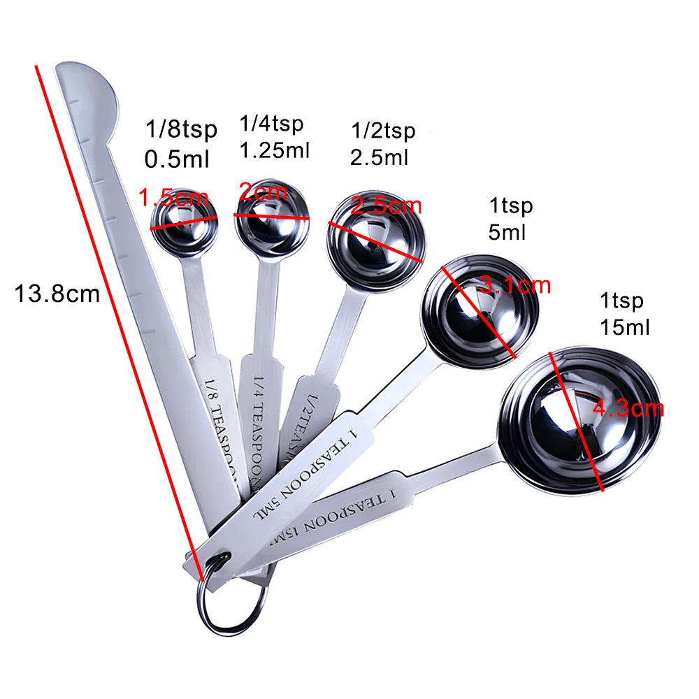 Stackable Measuring Cups and Spoons Set Baking Tools Stainless Steel Coffee Measuring Spoon Kitchen Accessories 1/4/6 PCS