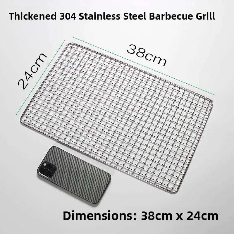 Thiened Rectangular Me BBQ ill Net 304 Stainl Steel Drng Net Barbecue Wire Me for Outdoor Kitchen Cooking Tools