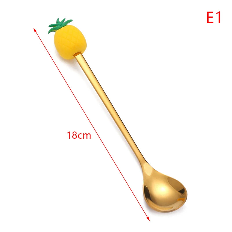 Cartoon Small Spoon Stainless Steel Fork Cartoon Macaron Dessert Spoons Fruit Kids Set Kitchen Accessories