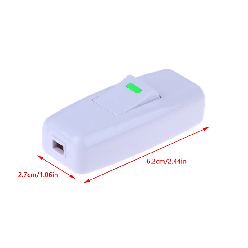 1 Pc Classic White Light Switch Inline ON/OFF for Home Table Bedside Lamp Desk Cord Cable Electrical Accessories