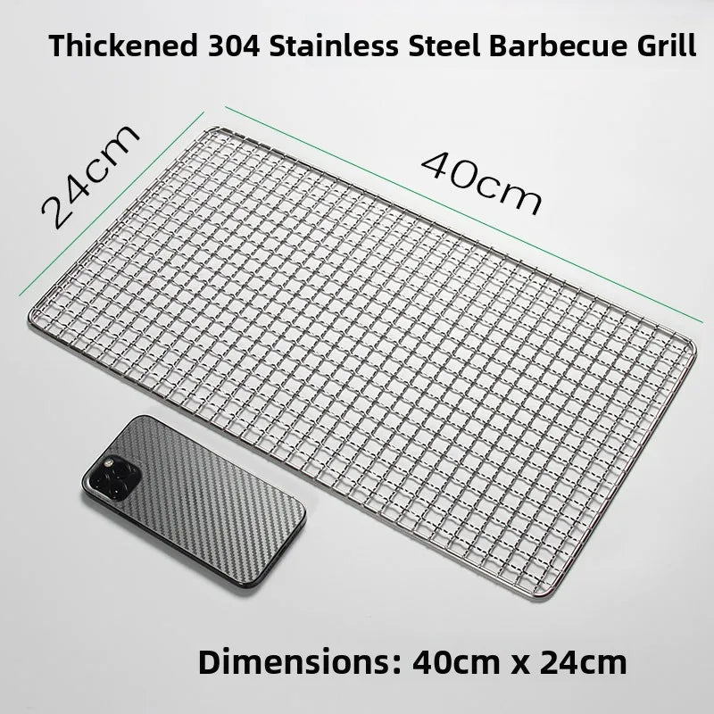 Thiened Rectangular Me BBQ ill Net 304 Stainl Steel Drng Net Barbecue Wire Me for Outdoor Kitchen Cooking Tools