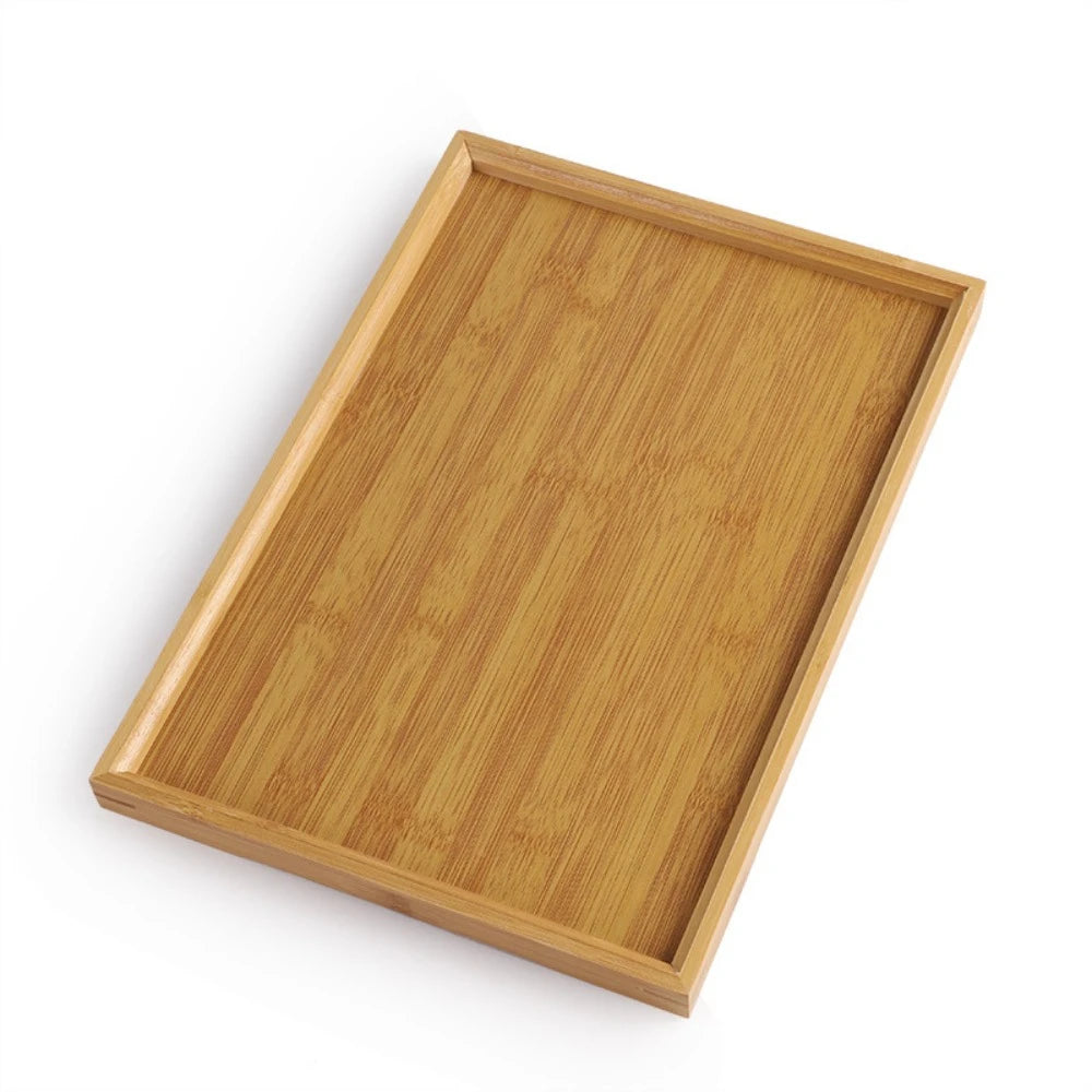Rectangular Bamboo Tray Solid Color Household Dinner Plates Kitchen Accessories Wooden Fruit Snack Plates