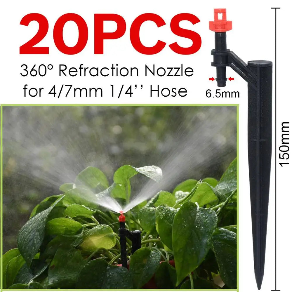 KESLA 20PCS 90/180/360 Degree Misting Nozzle 13cm Stake 1/4'' Barb  Drip Irrigation Watering Garden Flower Irrigation Sprinkler