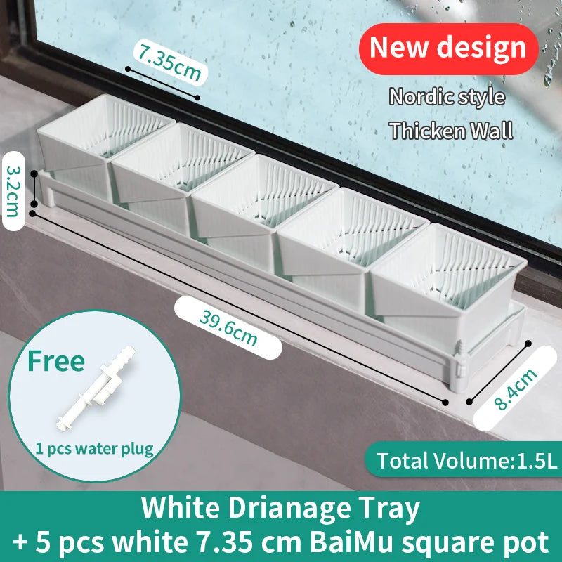 Meshpot Square Succulents Planter Pots With Tray Set,Nursery Pot Cactus Plant Pot Garden Plastic Pot Multi Size