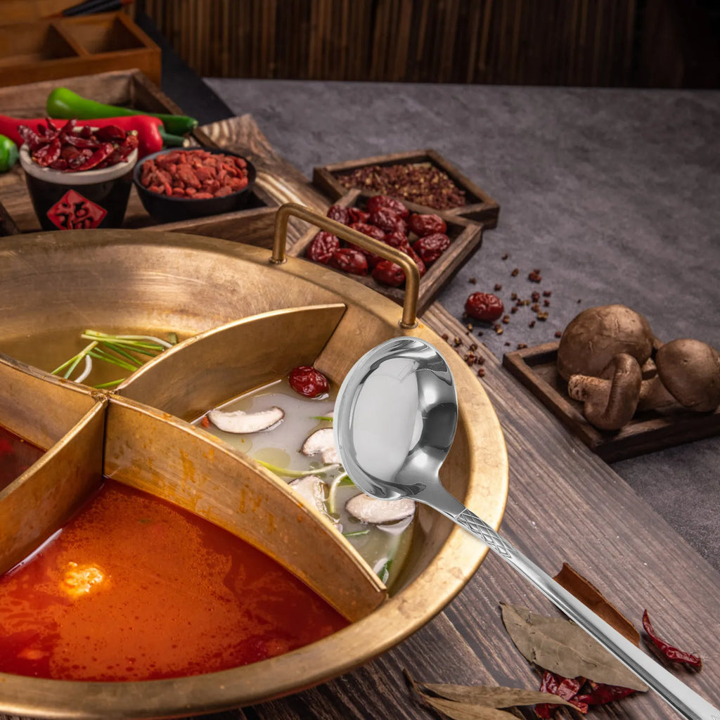 Stainless Steel Soup Spoon Thickened Sauce Ladle Multifunctional Hot Pot Cooking Serving Kitchen Tool Elegant Appearance