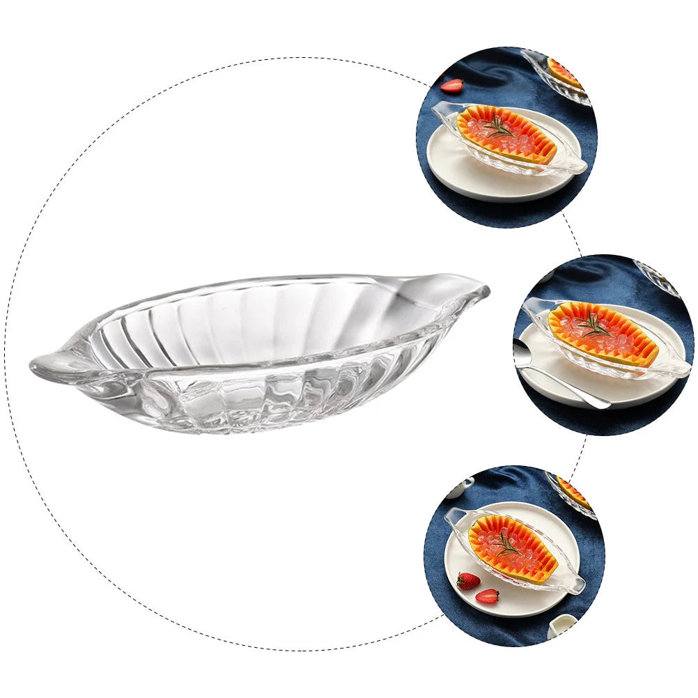 1pc Ice Cream Bowl Transparent Double-Ear Banana Bowl For Cold Drink Juice Dessert Salad Glass Tableware Household Serving