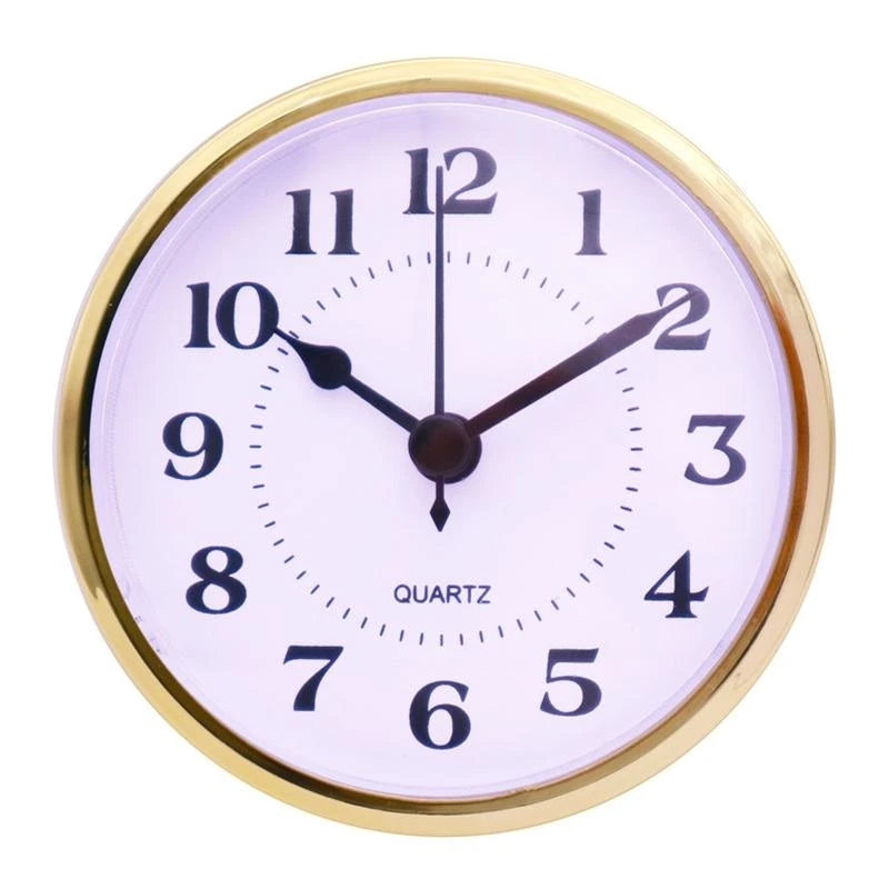 Golden for Rim 90mm Clock Insert Embedded Mini Wall Clock for Head DIY Movement with Arabic Numerals