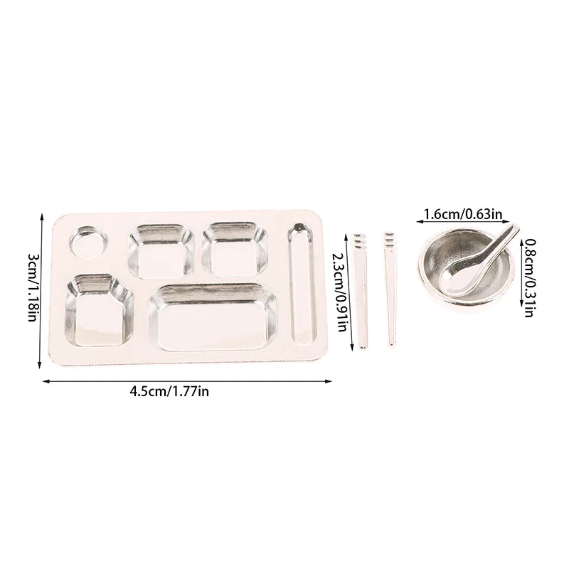 1/12 Dollhouse Dinner Plate Bowl Spoon Chopsticks Dollhouse Mini Kitchen Tableware Accessories Dolls House Decoration