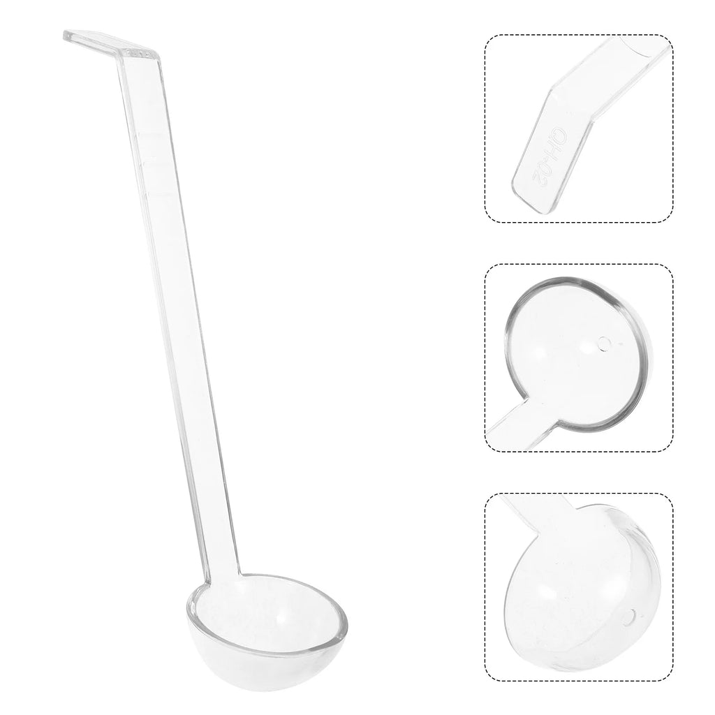 Long Handle Clear Plastic Serving Ladle Spoon Bent Tail Design Sauce Gravy Soup Buffet Scoop Ramen Soup Spoon Catering Scoop
