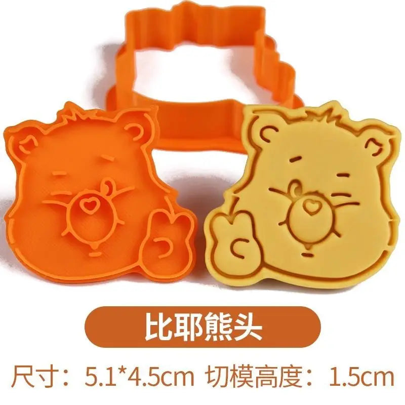 Cartoon Kawaii Care Bear Cookie Molds Sugar Flipping Cookie Cutting Molds 3D Pressable Biscuit Mold Kitchen Baking Pastry Tools