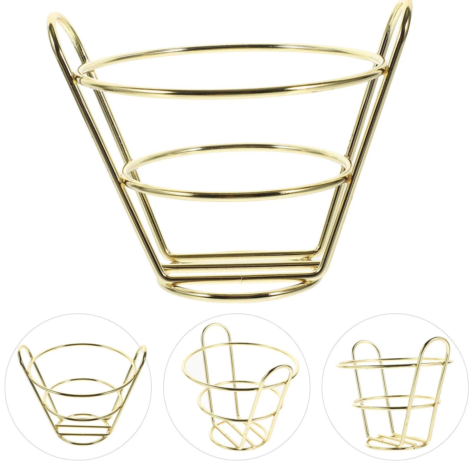 Fried Chicken Basket Metal Cone Snack Holder Hollow Wire Fry Basket Iron Food Serving Container Kitchen Bar Utensil