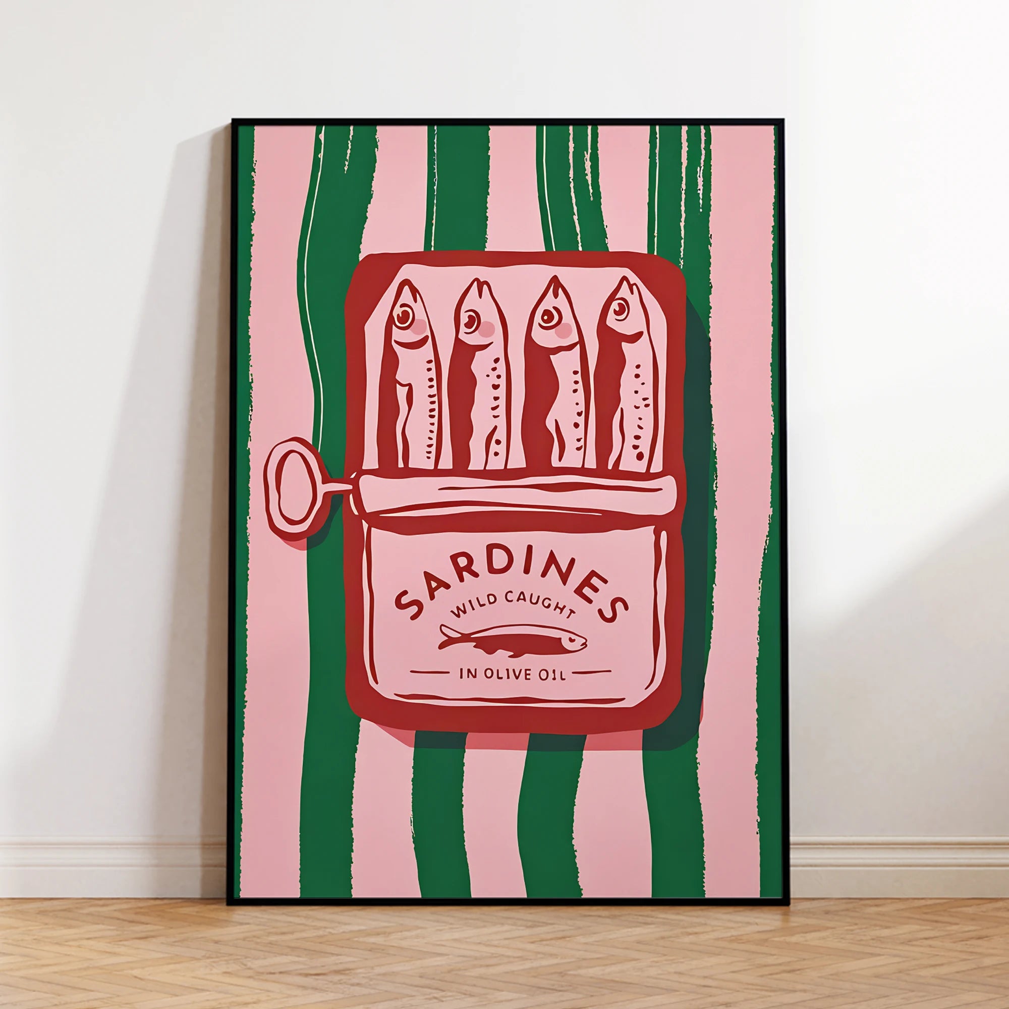 Vintage Cartoon Olive Oil Sardines Wall Art Prints Canvas Painting Poster Picture For Living BedRoom Home Decor
