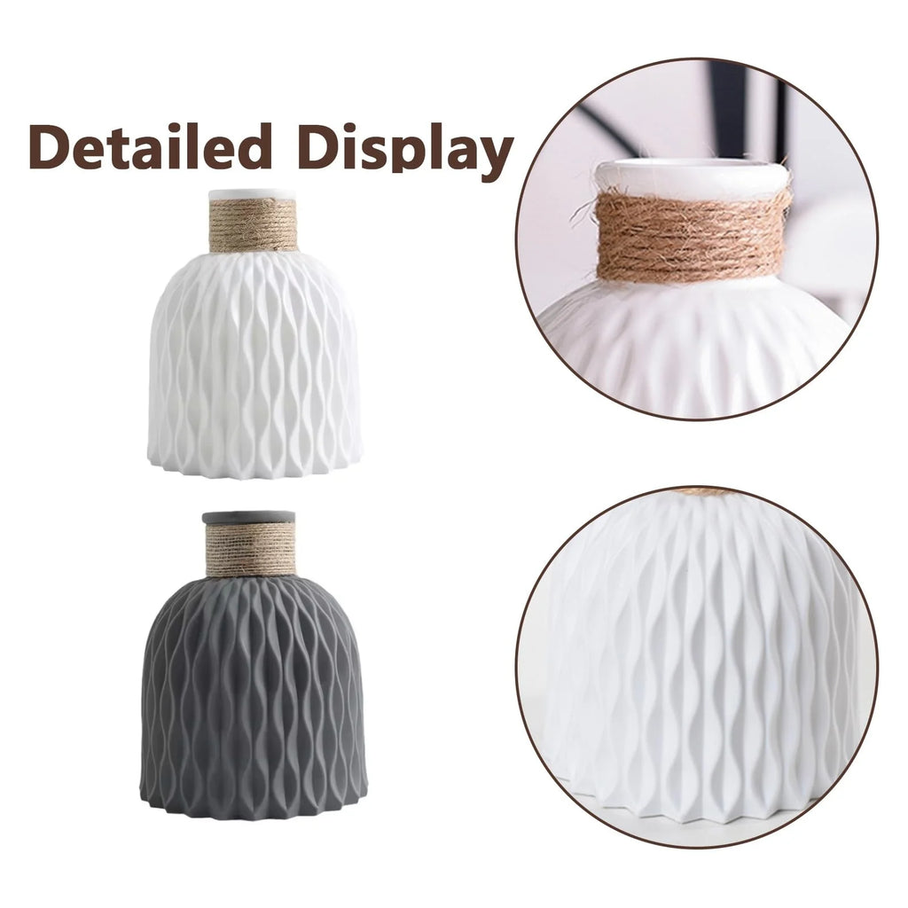 1/2Pcs Water Ripple Vase Rope Plastic Flower Pot Arrangement Modern Nordic Style Home Living Room Desktop Decoration Ornament
