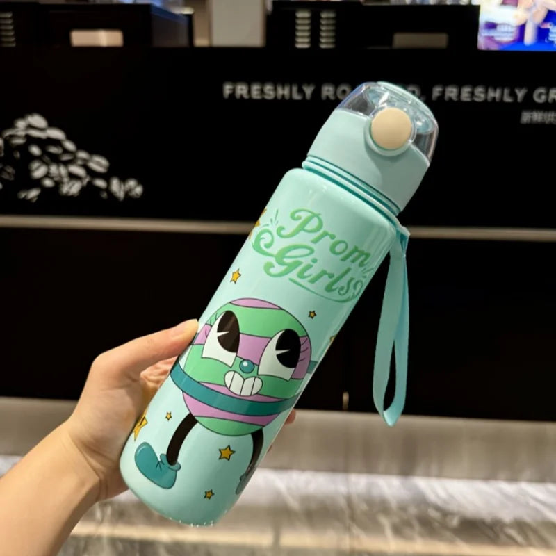 700ML Cartoon Water Bottle Kids With Straw Leakproof Portable Drinkware For School Travel Children Gift， Perfect for Holidays