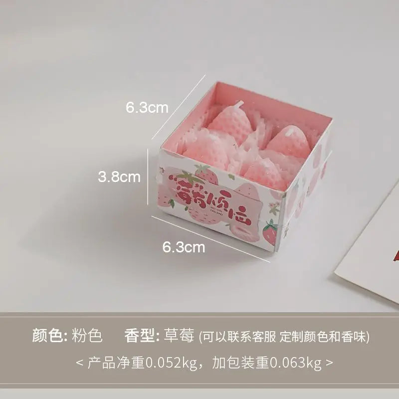 Red Pink Strawberry Scented Candle Gift Box Room Fragrance Ornament Girlfriend Souvenir Photo Props Aromatherapy Candles