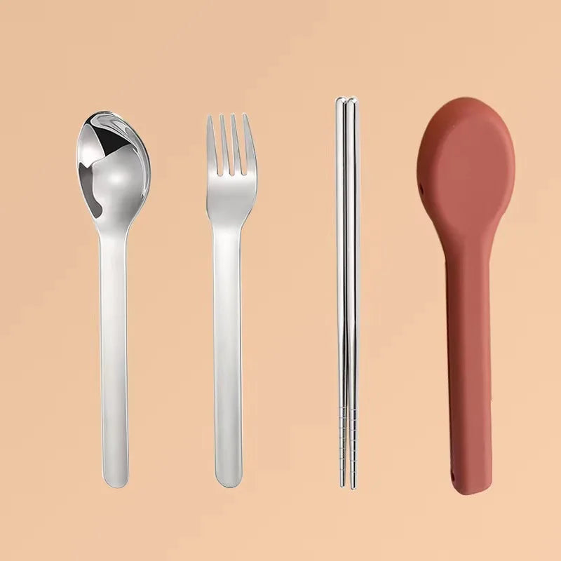 3-Piece Portable Flatware Pocket Utensils Set  Fork Spoon Knife Set with Case for Lunch Travel Camping School Work Picnics