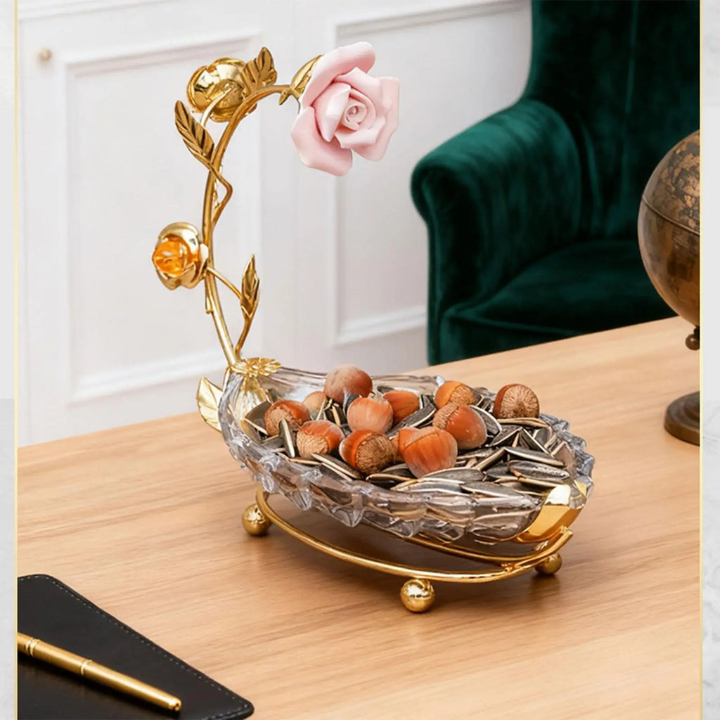Leaf Tray Cake Stand Serving Tray for Home Decor,Dessert Gold Clear Gifts Fruit Plate for Party Restaurant Home