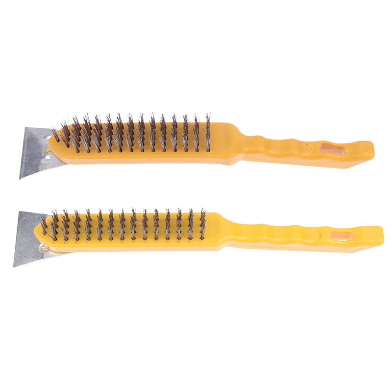 Wooden handle wire brush copper plated wire knife brush rust removal metal wire brush copper wire brush surface cleaning brush