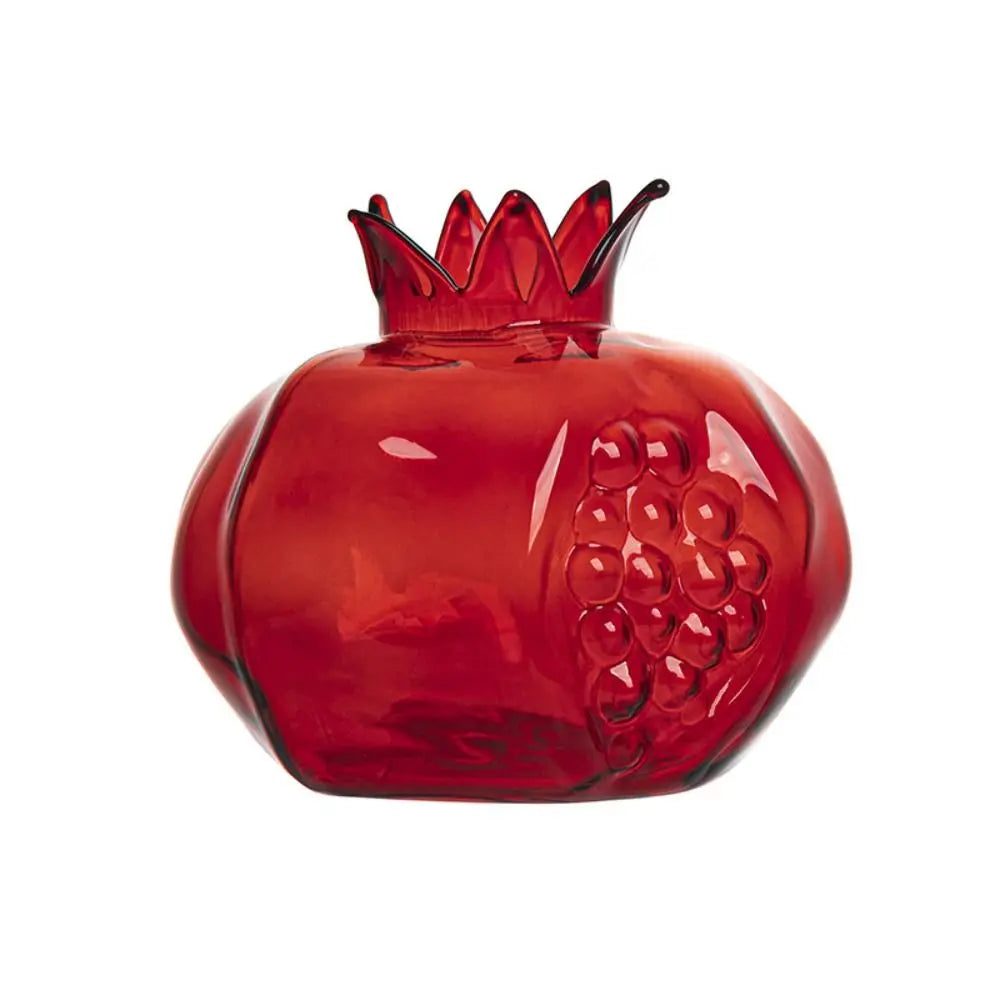 Creative Red Pomegranate Glass Vase Pomegranate Transparent Hydroponic Flower Vase Glass Handmade Fruit Vase Desktop