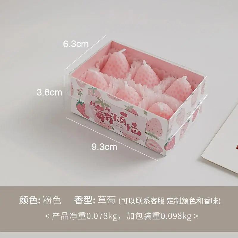 Red Pink Strawberry Scented Candle Gift Box Room Fragrance Ornament Girlfriend Souvenir Photo Props Aromatherapy Candles