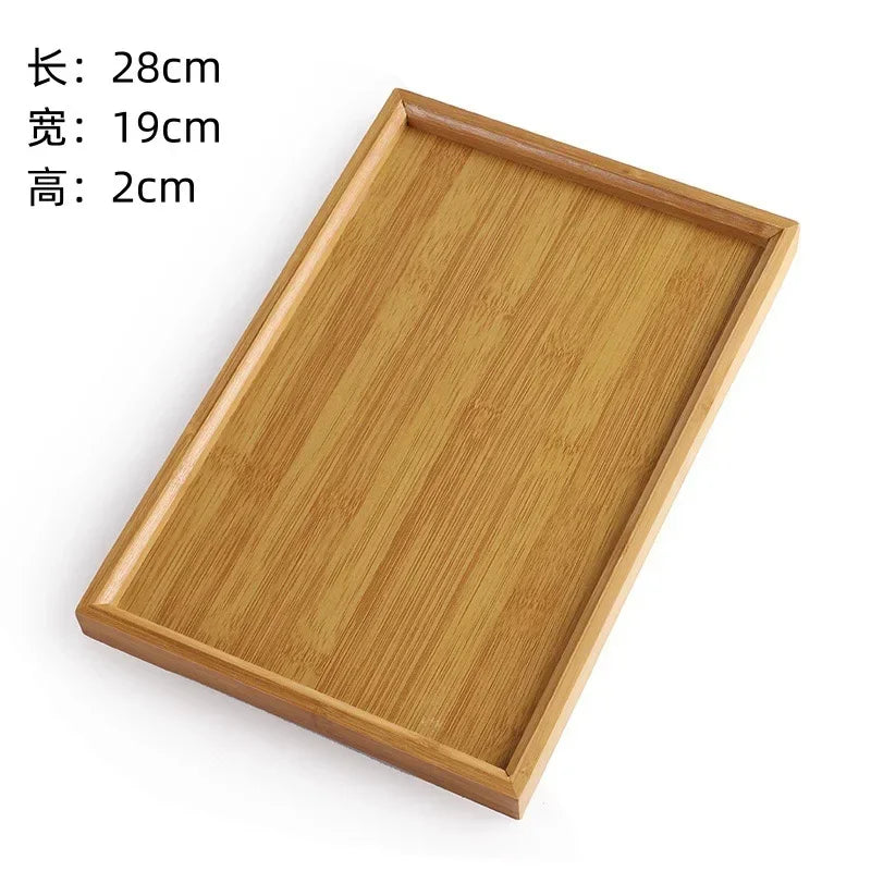 Wooden Bamboo Tray - Rectangular Serving Platter for Home & BBQ | Portable Tray for Bread & Pastries | Eco-Friendly Dining Plate