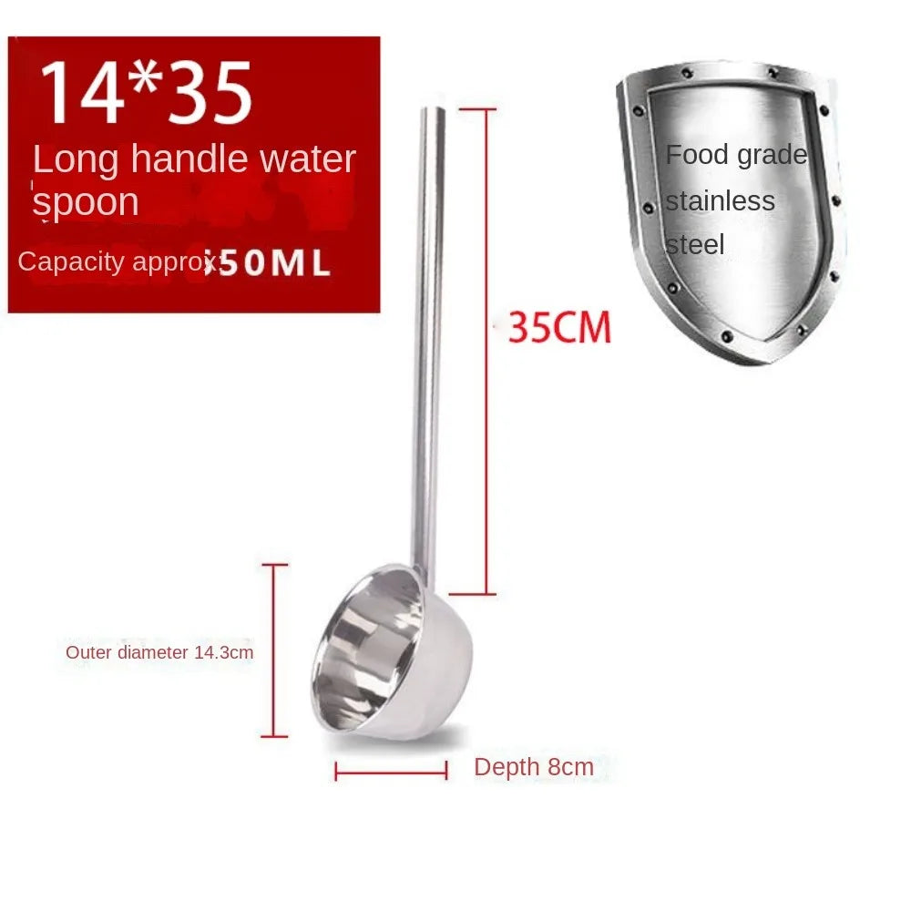 35/45/65cm 304 Food Grade Stainless Steel Ladle Congee Spoon Canteen Restaurant Long Handle Water Spoon Used