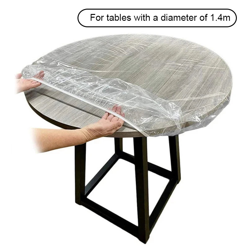 10pcs Fitted Round Tablecloth Transparent Waterproof Oil-Proof Table Cover Protector Cloth Dinning Table Table Covers Home