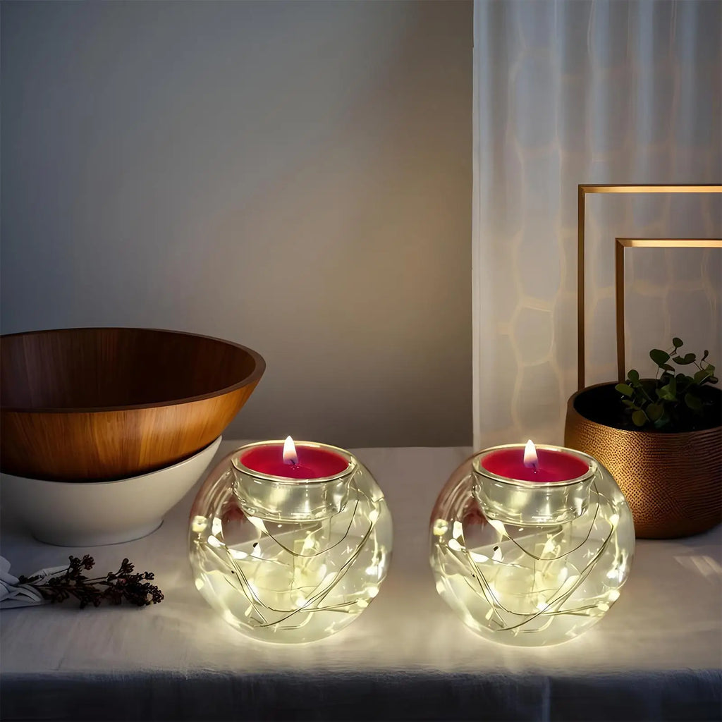 Floating Candle Holders Glass Heat Resistant Festive Table Centerpiece Christmas Tea Lights Candle Holder For Party Tree Wedding