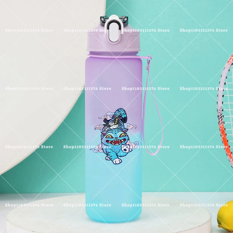 750ml KPop Demon Hunters Girls Boys Outdoor Water Bottles Portable Large Drinking Straw Water Cups Cartoon Sport Office Bottle