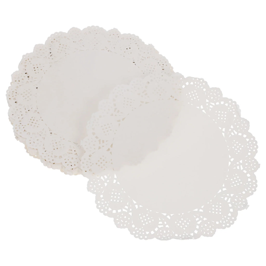 100Pcs 7.5 Inch White Cake Doilies Lace Paper Pads for Table Plate Decorating Wedding Coffee Bar Home Use Premium Round Liners