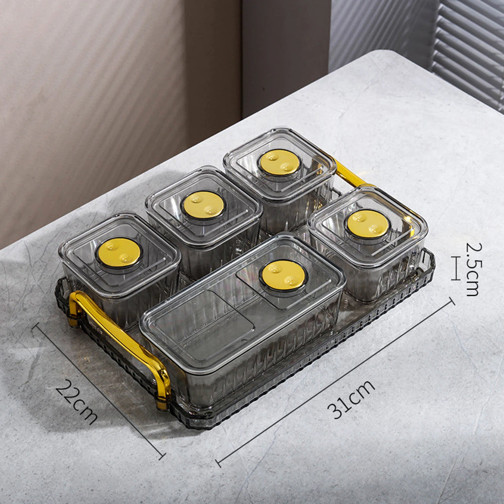 Platsic Caddy Serving Platter Condiment Tray Storage Container Dried Fruit Tray Fruit Snacks Serving Platter for Wedding Kitchen