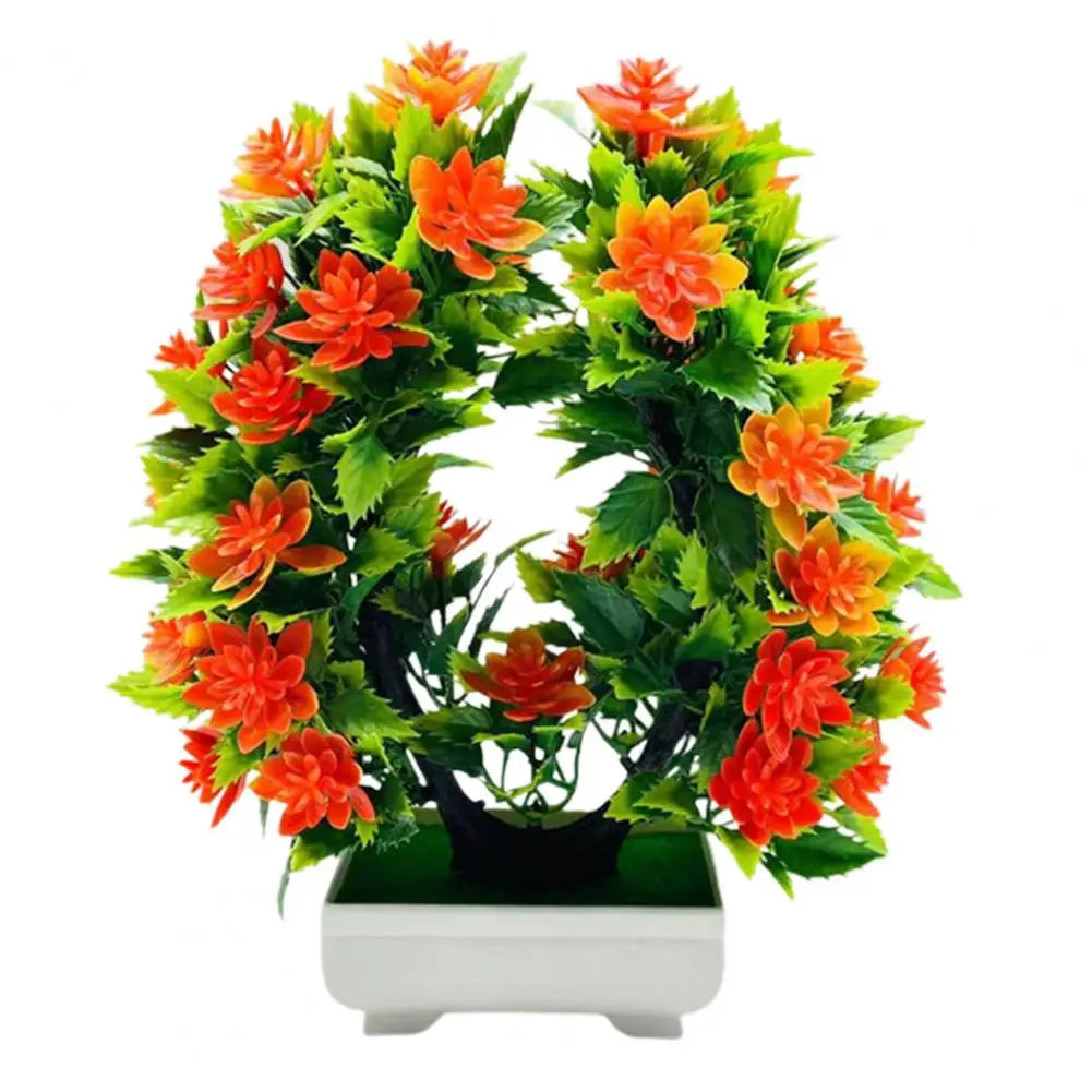 Artificial Flower Bonsai Realistic UV Resistant Plastic Easy Care Fake Flowers Bonsai for Outdoor