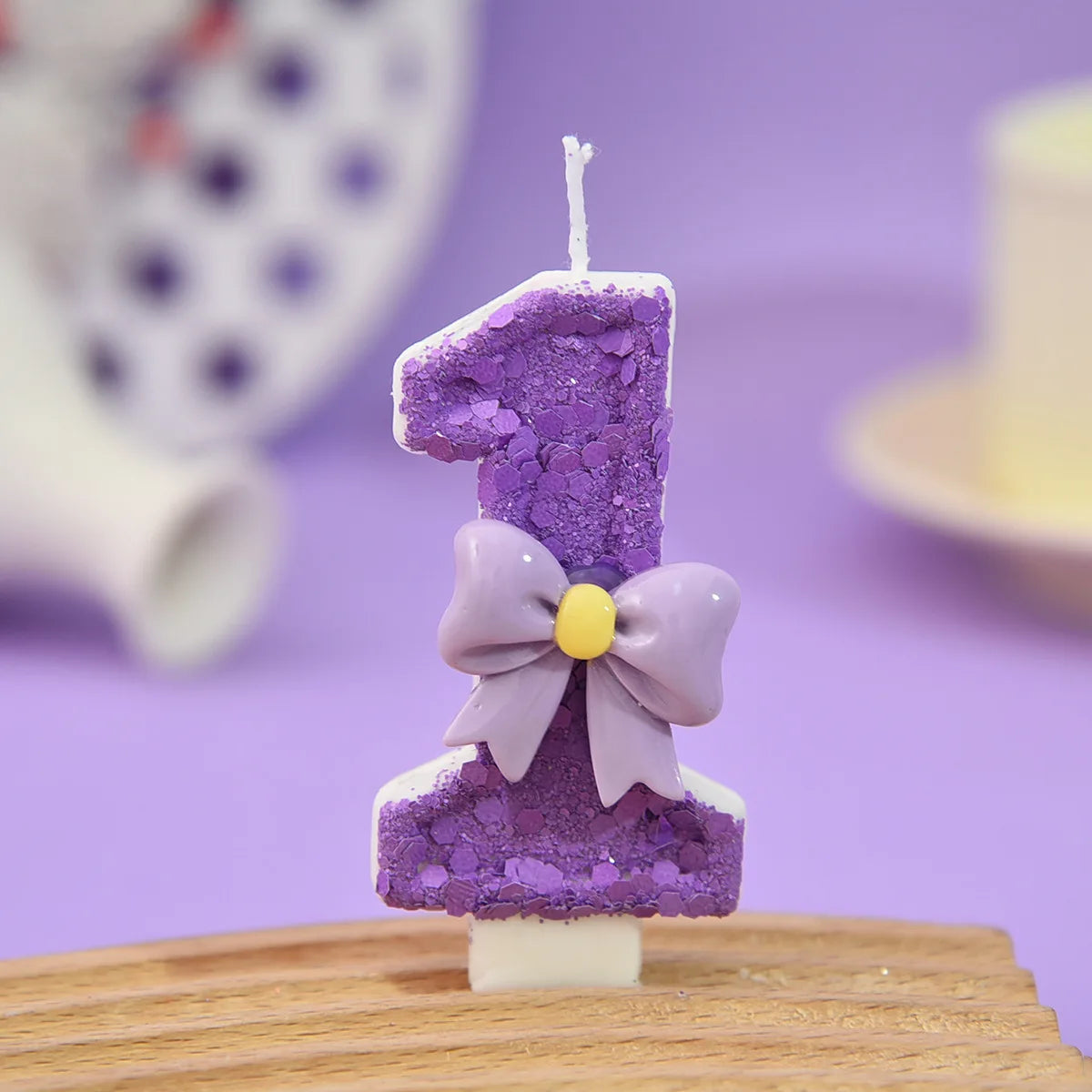 Purple Birthday Candles. Bow Number Candles. Birthday Cake Decoration, First Birthday Party Candles, Princess Butterfly