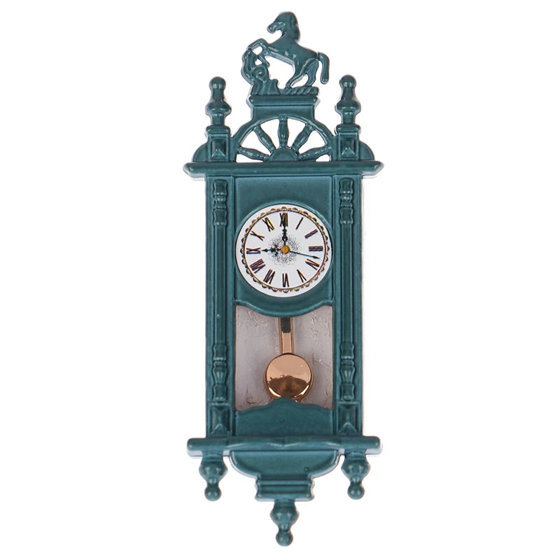1:12 Dollhouse Miniature Wall Clock Play Doll House Retro Pendulum Table Clock Furniture Home Decor Accessories Toy Pretend Play