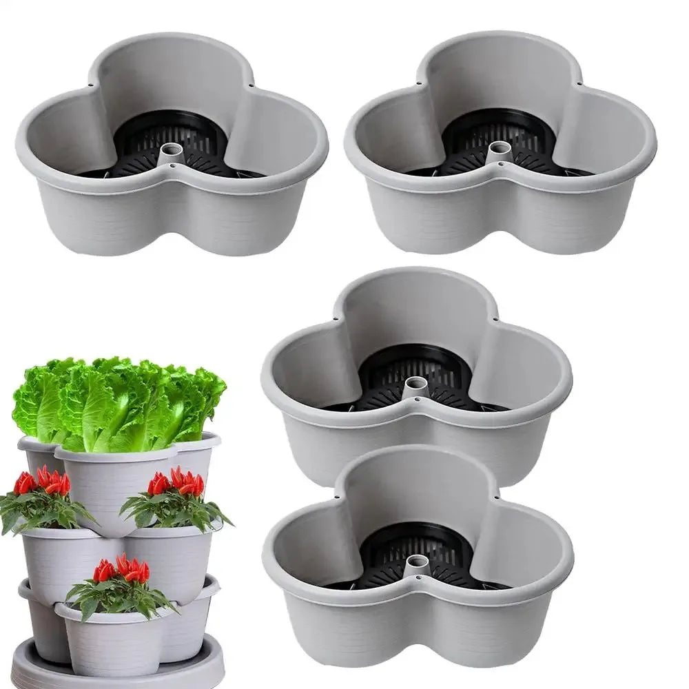 New Vertical Tower Stackable FlowerPot Plastic with Movable Casters Flower Pot Multi-layer Strawberry Planter Tower Home Garden