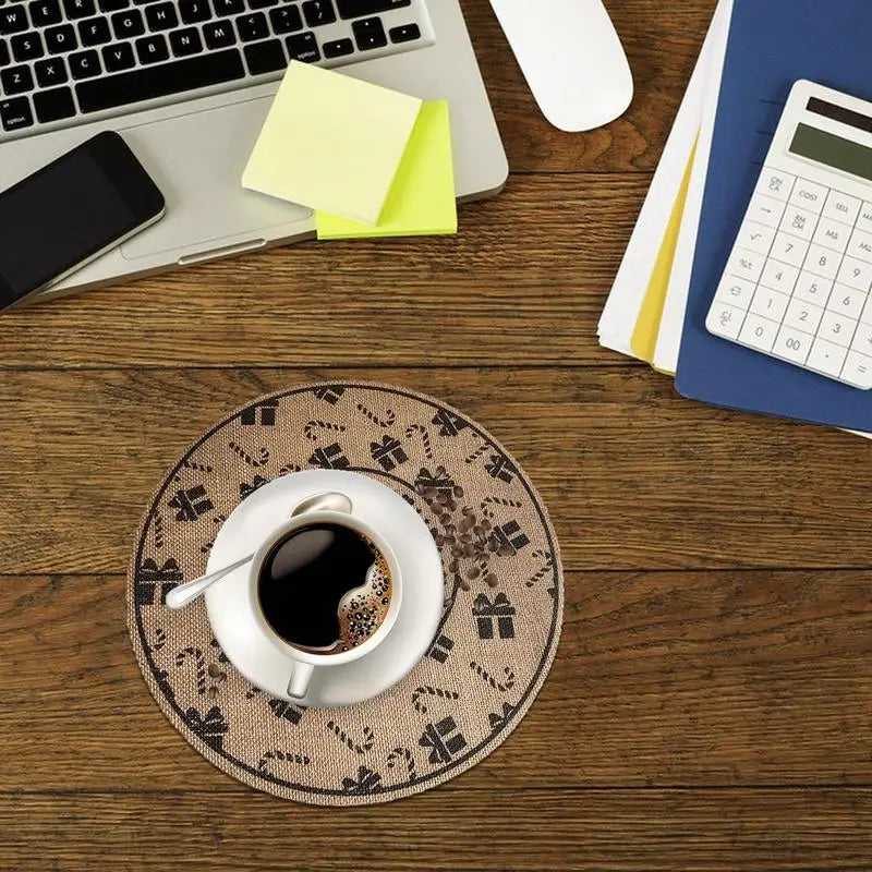 Christmas Dining Table Napkin Mats Linen Waterproof Placemats Kitchen Table MATS Western Food Napkins Tablecloth Kids Favors