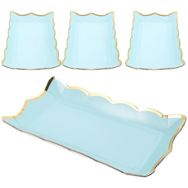 4pcs Disposable Serve Tray Food Serve Platter Fruit Cake Serving Tray Food Hold Container For Party Wedding Buffet Dessert Snack