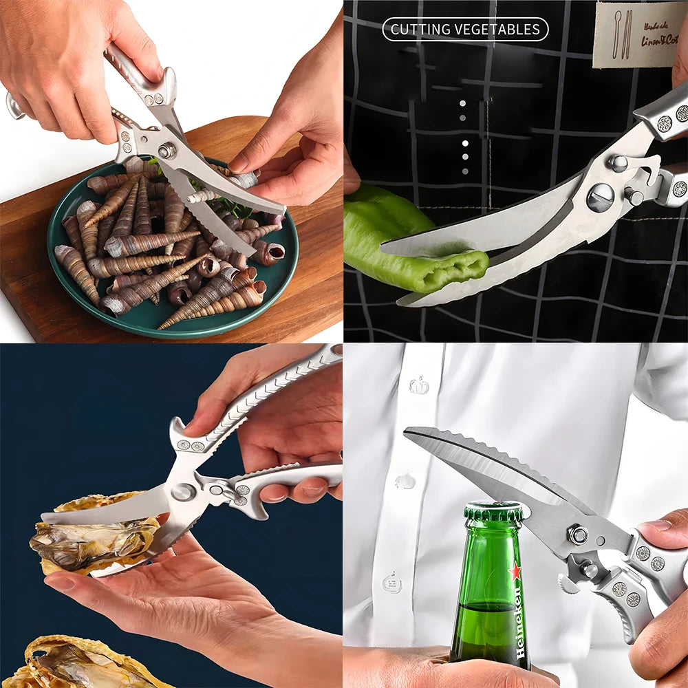 1/2/3/4PCS，Chicken Bone Kitchen Scissors Kitchen Duck Fish Cutter Stainless Steel BBQ Scissors Food Scissors Kitchen Accessories