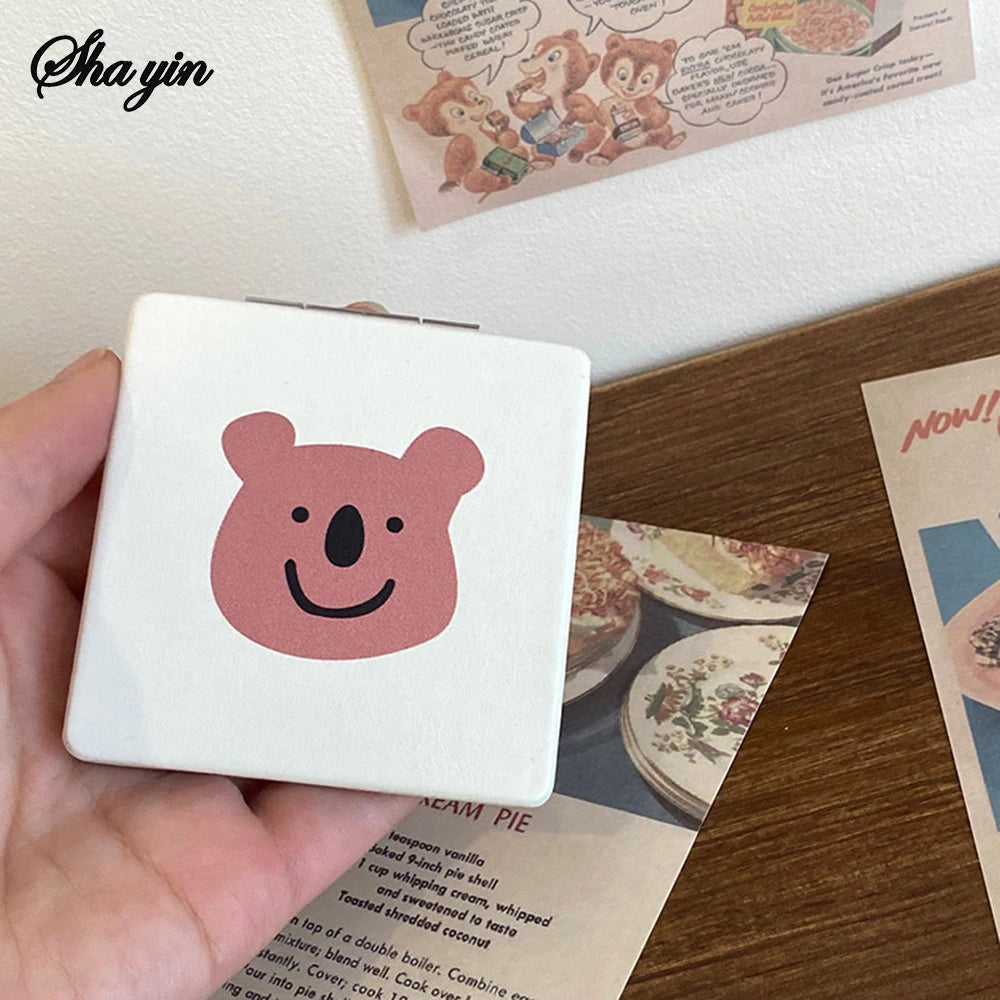 Little Bear Makeup Mirror Desktop Portable Folding Mirror Advanced Makeup Removal Tool