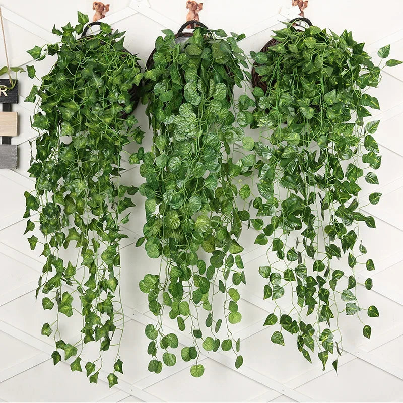 90cm Artificial Green Radish Wall Hanging Plant Rattan Home Living Room Decoration Background Wall Flower Vine Plant