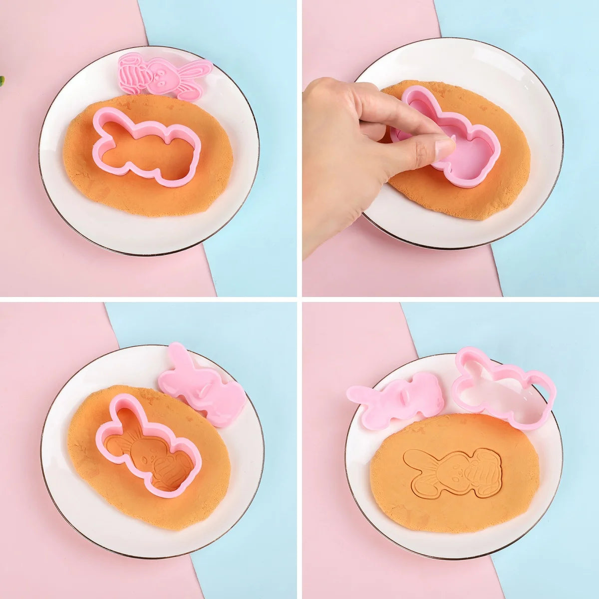 6pcs/Set Easter Bunny Cookie Cutters Kitchen Fondant Molds Cartoon Rabbit Eggs Easter Party Baking Decoration Pastry Accessories