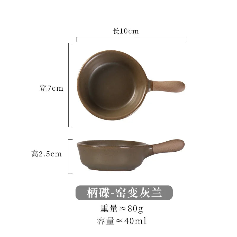 Anti-scald Ceramics Handle Sauce Dish Cute Tableware Soy Vinegar Seasoning Spice Dispenser Cooking Source Container Kitchenware