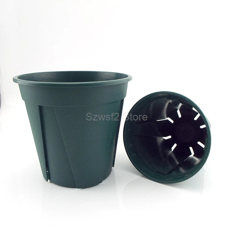 5/10pcs Green Plastic Plant Flower Pot Trays - Cute Garden Planter Tools for Growing Herbs, Succulents, and Nursery Plants E2