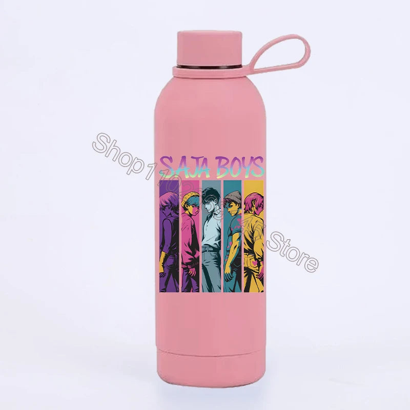 K Pop Demon Huntersd Water Bottles Kawaii Cartoon Thermos Bottle Kids Winter Outdoor Sports Water Cup Children Christmas Gifts