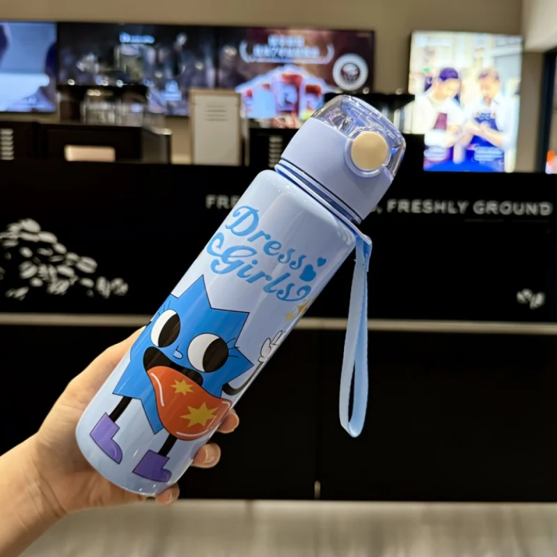 700ML Cartoon Water Bottle Kids With Straw Leakproof Portable Drinkware For School Travel Children Gift， Perfect for Holidays
