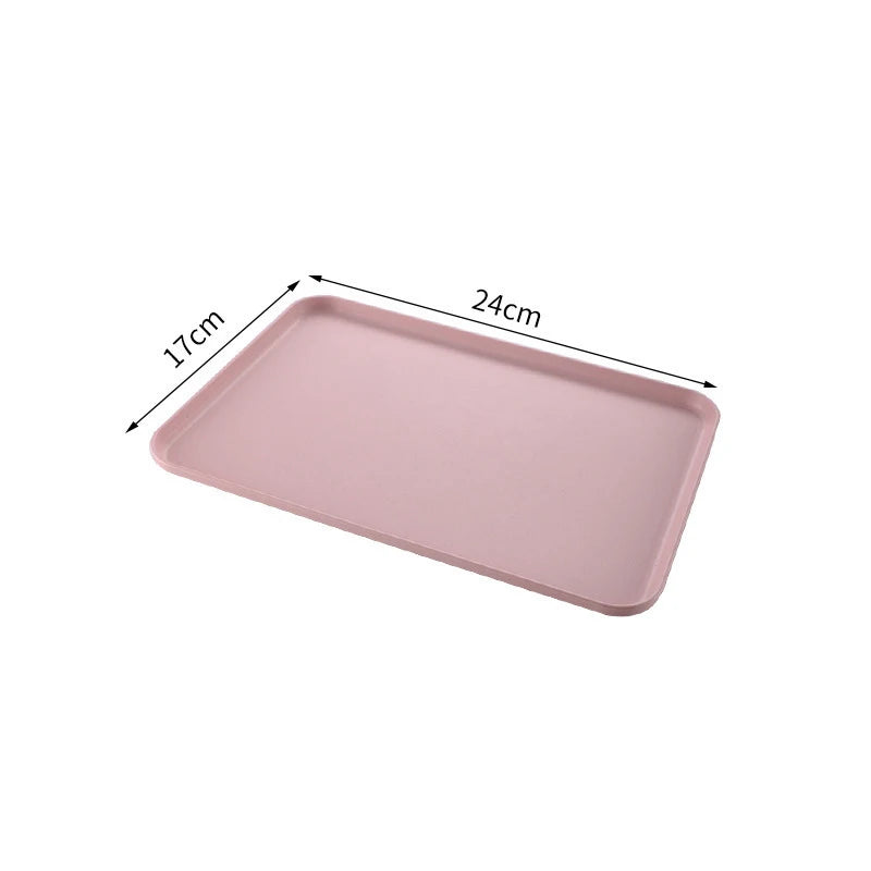 Plastic Serving Tray Home Tea Fruit Dessert Tray Anti-SlipScratch Resistant Plastic Food Cooking Storage Tray Kitchen Supplies