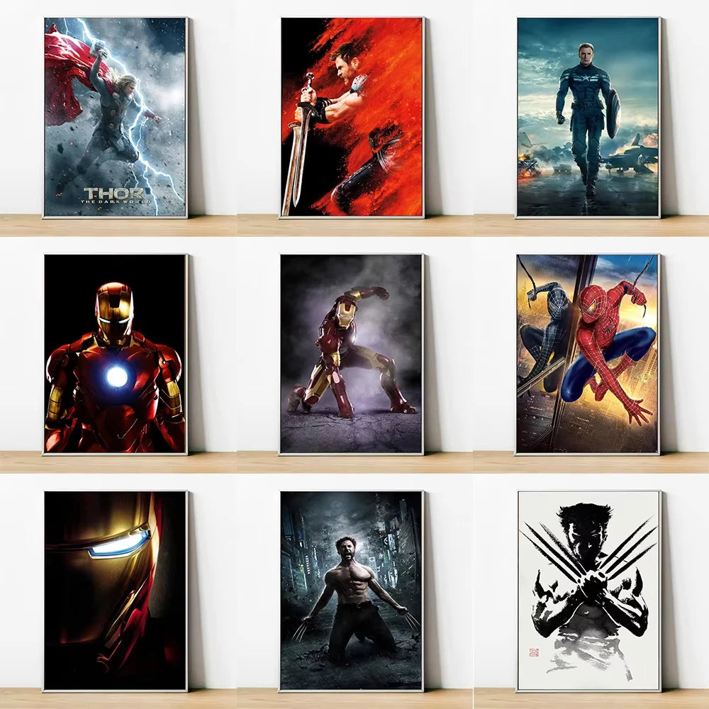 MINISO Marvel Superheroes Avengers Spider-Man Iron Man Parlor Bedroom Decorative Art Posters Wall Mural Canvas Painting Printing