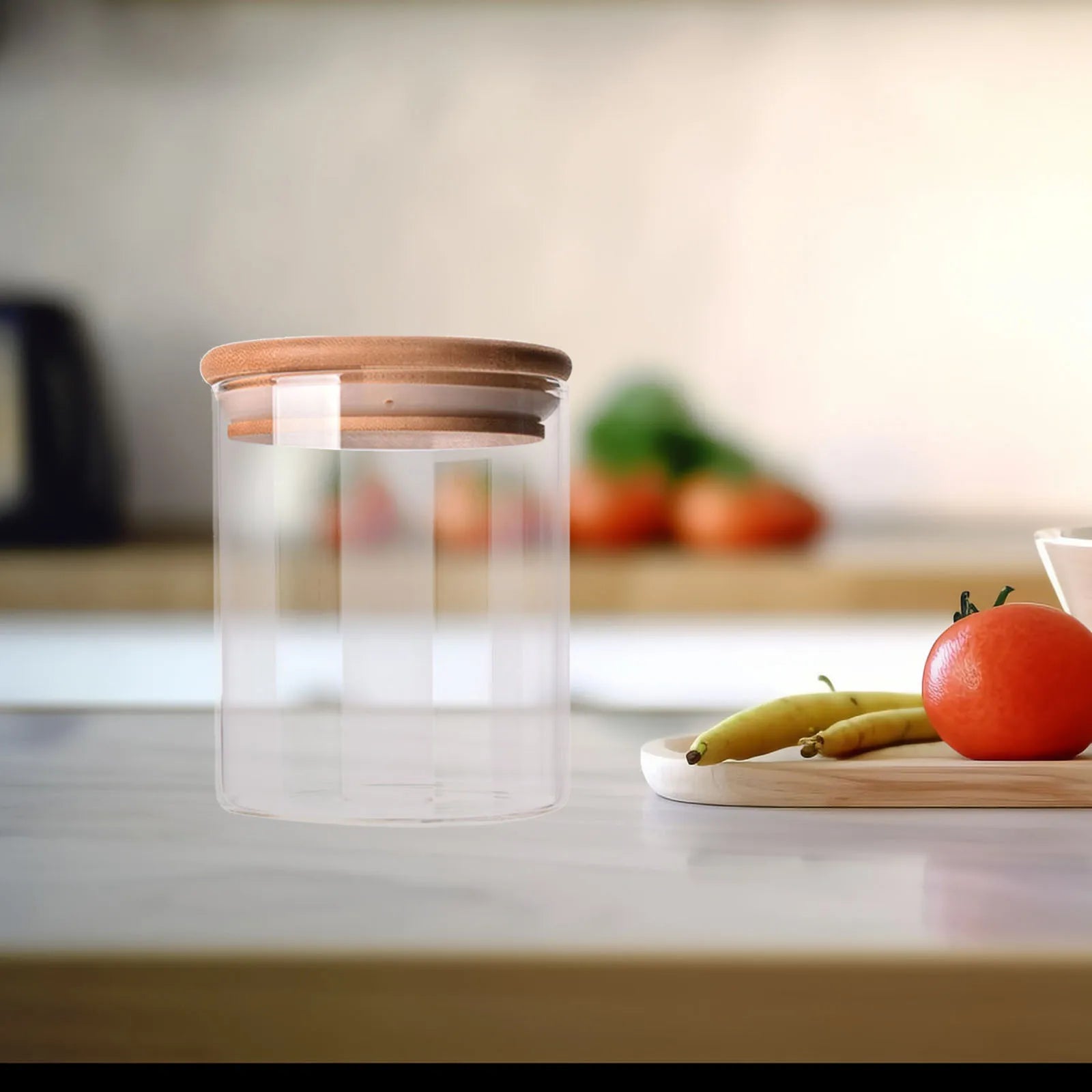 175Ml Clear Jar Airtight Bamboo Lid Silicone Seal Tea Coffee Sugar Salt Food Dry Goods Container Household Kitchen Organizer